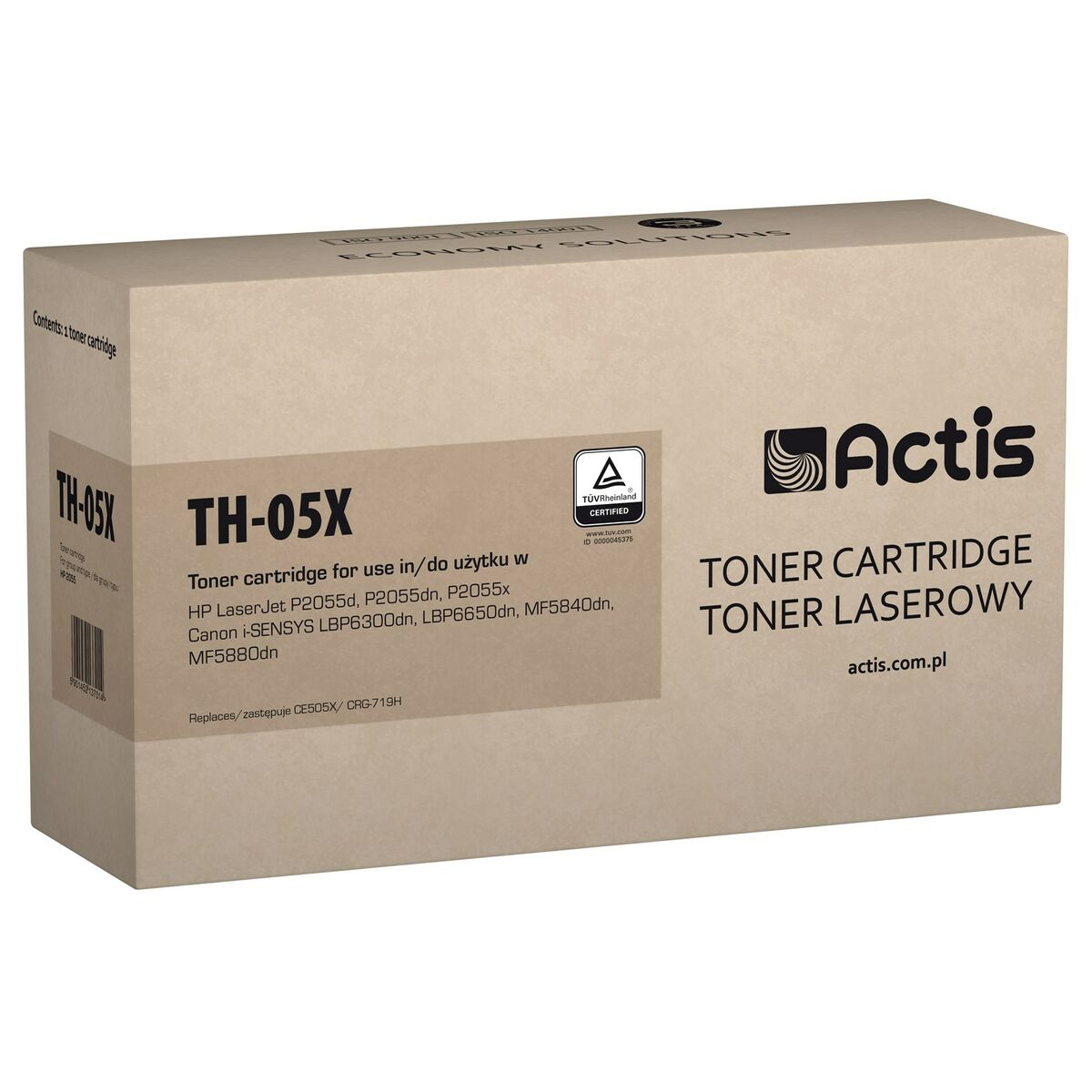 Toner Actis TH-05X do drukarek laserowych, kompatybilny z HP i Canon.