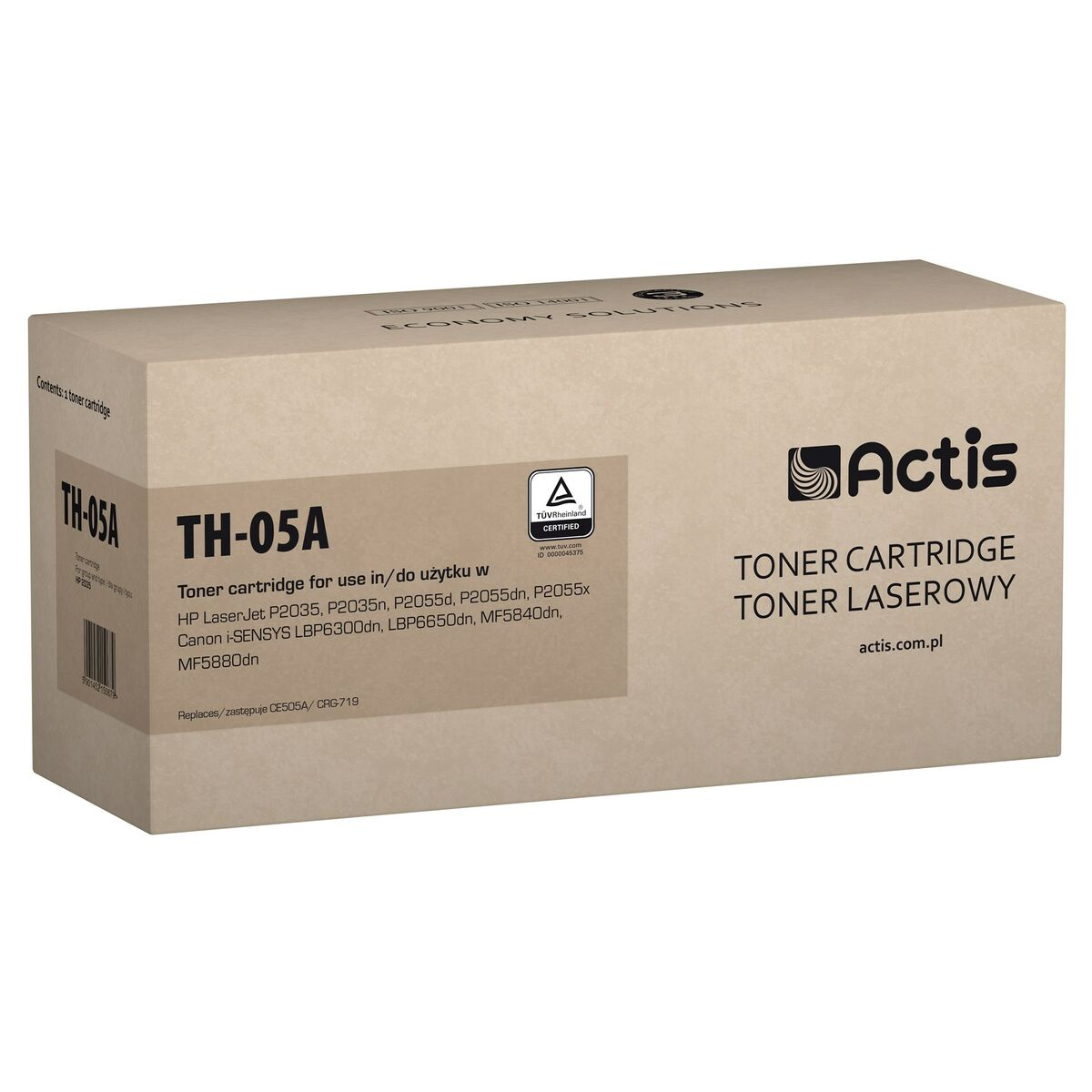 Confezione cartuccia toner Actis TH-05A con sigillo di certificazione.