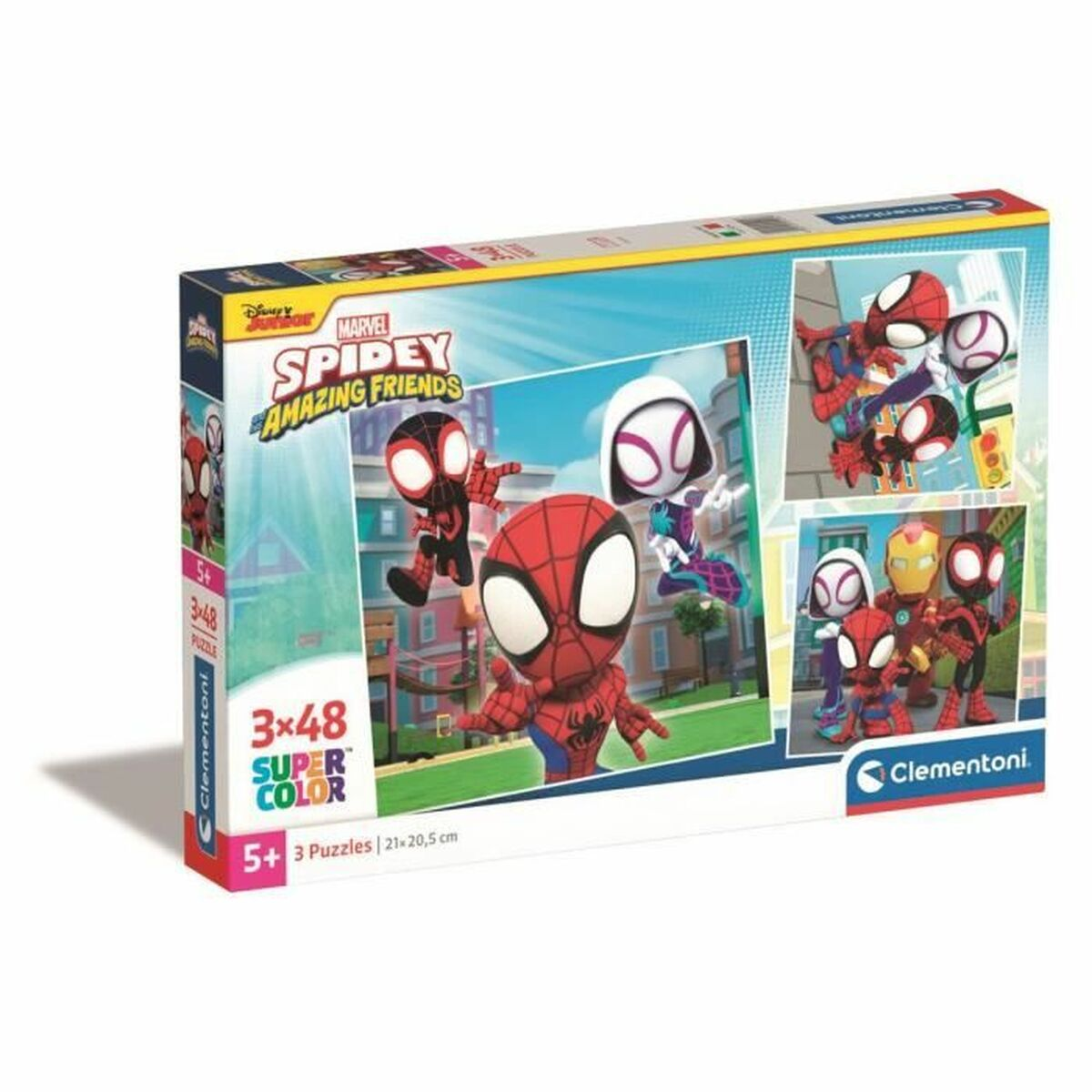 Spidey en zijn geweldige vrienden puzzeldoos met Spidey, Ghost-Spider en Miles Morales.
