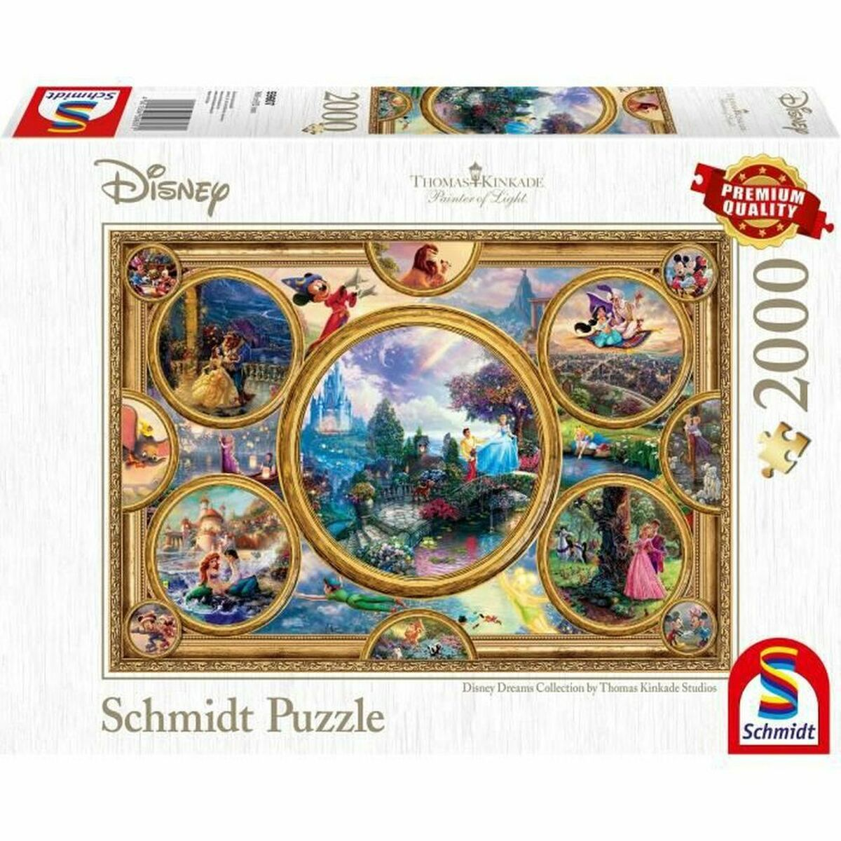 Schmidt Puzzle-Schachtel mit Disney-Figuren im Thomas-Kinkade-Stil.