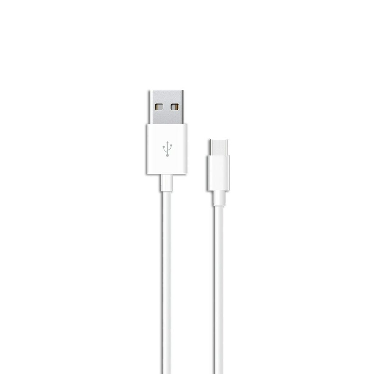 Un cable USB-C blanco con conectores USB-A y USB-C.