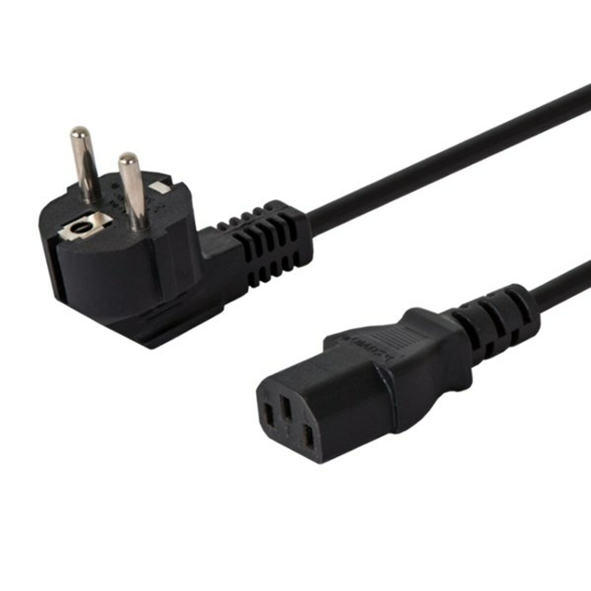 Cable de alimentación negro con enchufe europeo y conector IEC C13.