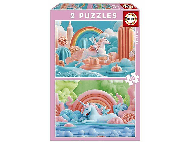 Puzzle | EDUCA Unicornio Puzzle 2x48 Piezas, 30 cm, 99 año(s
