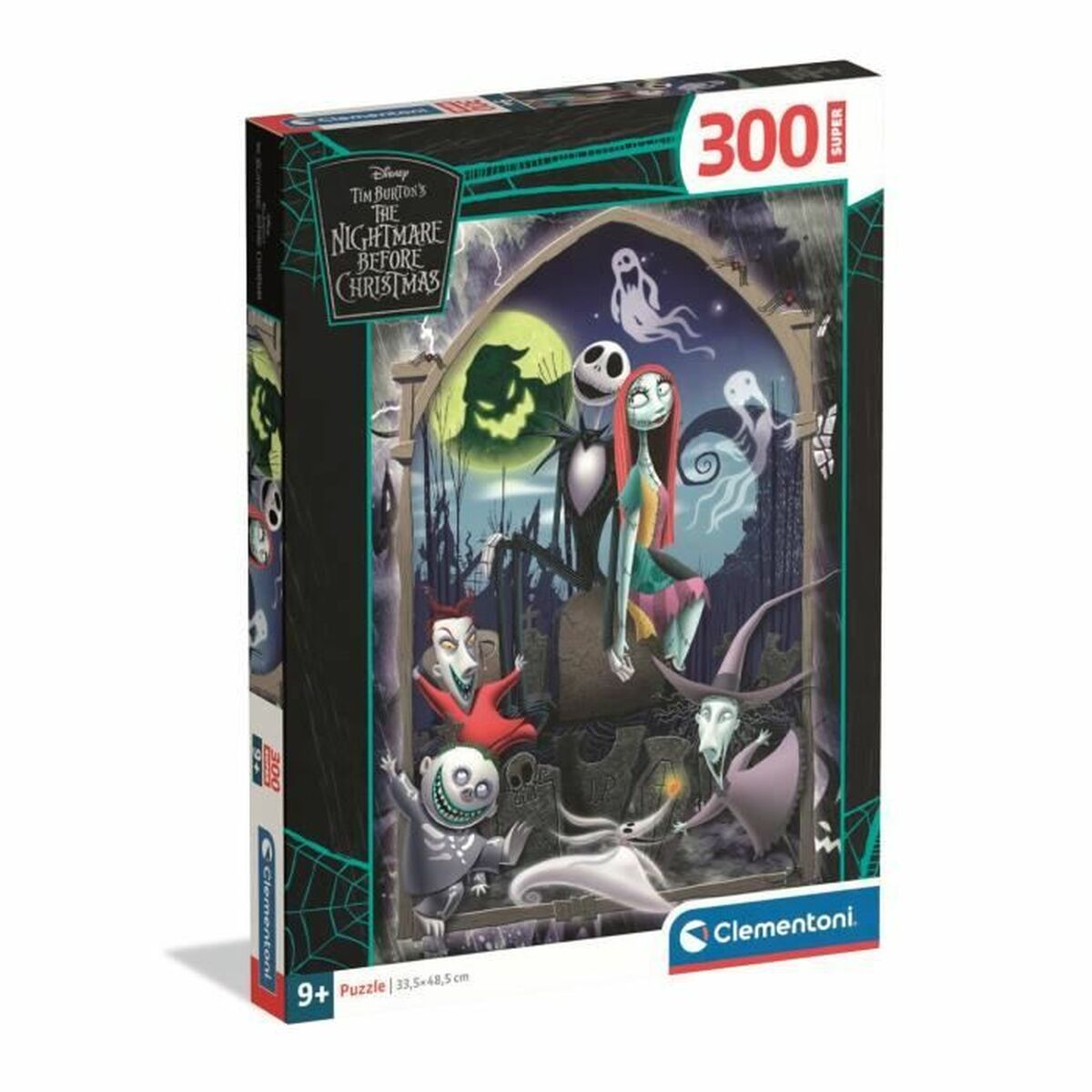 La boîte du puzzle L'Étrange Noël de Mr Jack présente Jack et Sally avec des fantômes.