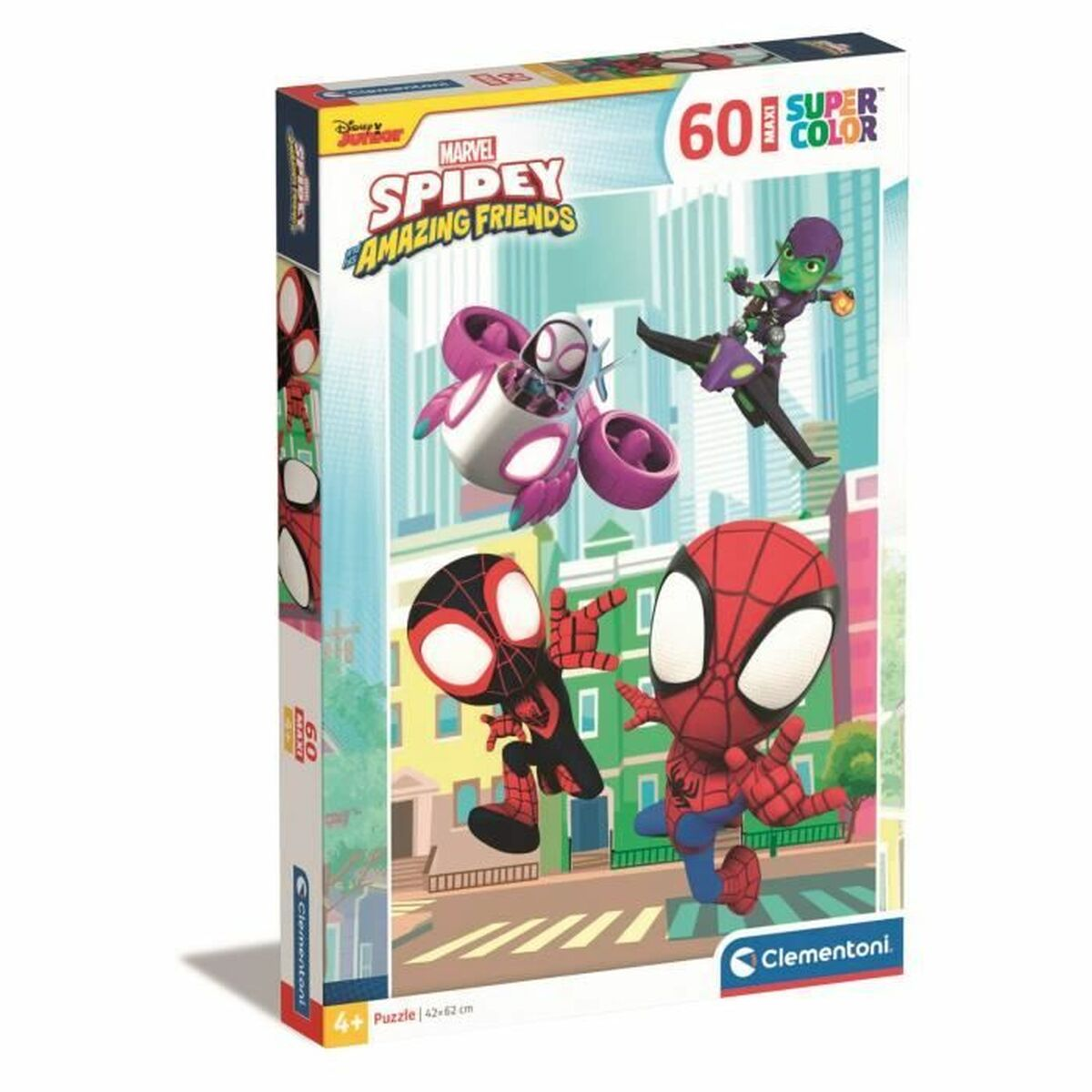 Spidey et ses amis incroyables sur un emballage de jouet avec un gobelin vert.