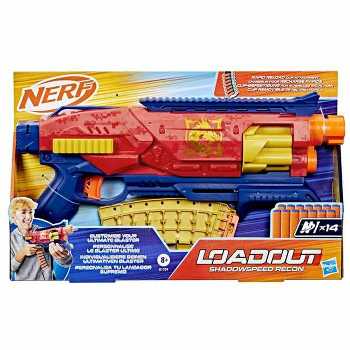 Nerf Loadout Shadowspeed Recon Spielzeug-Blaster mit Munitionsclip und Darts.