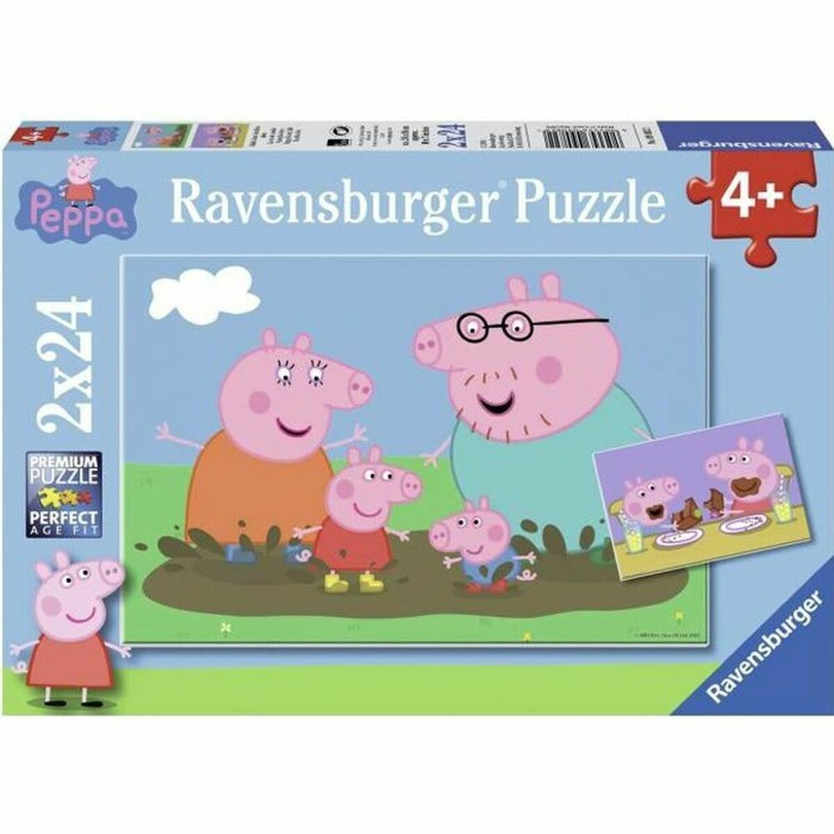 Puzzle Ravensburger Peppa Pig 2x24 pezzi, famiglia nel fango.