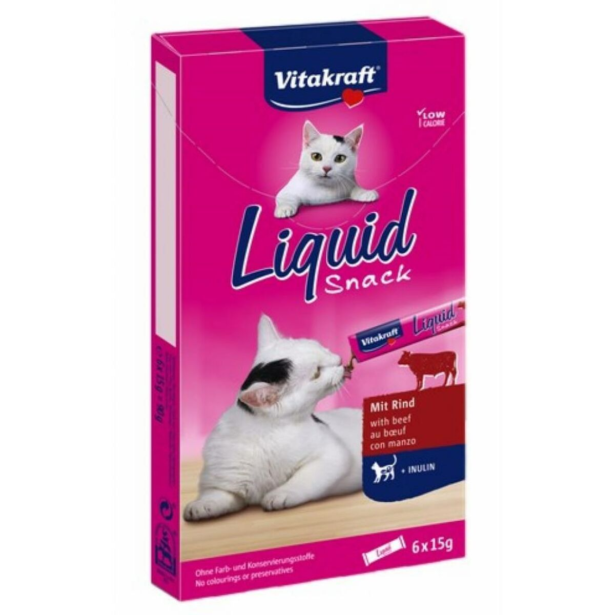 Vitakraft Liquid Snack para gatos sabor ternera, 6x15g.