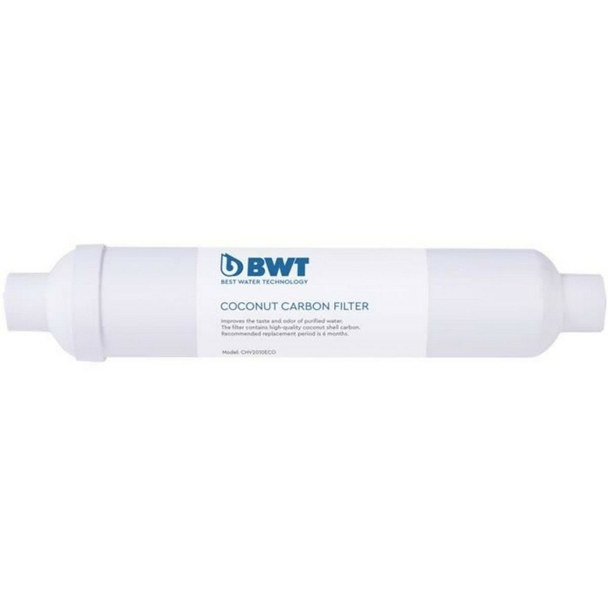 Weißer BWT Kokosnuss-Aktivkohlefilter. Modell CHV2010ECO. Verbessert Wassergeschmack und -geruch.