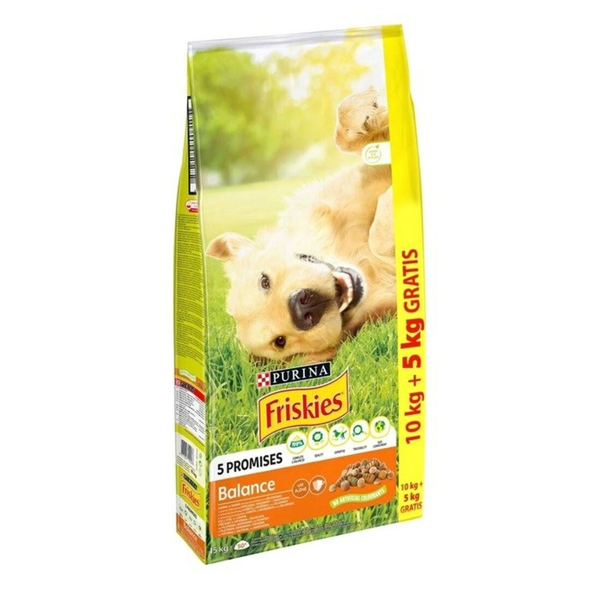 Torba karmy dla psów z szczeniakiem golden retrievera leżącym na plecach.