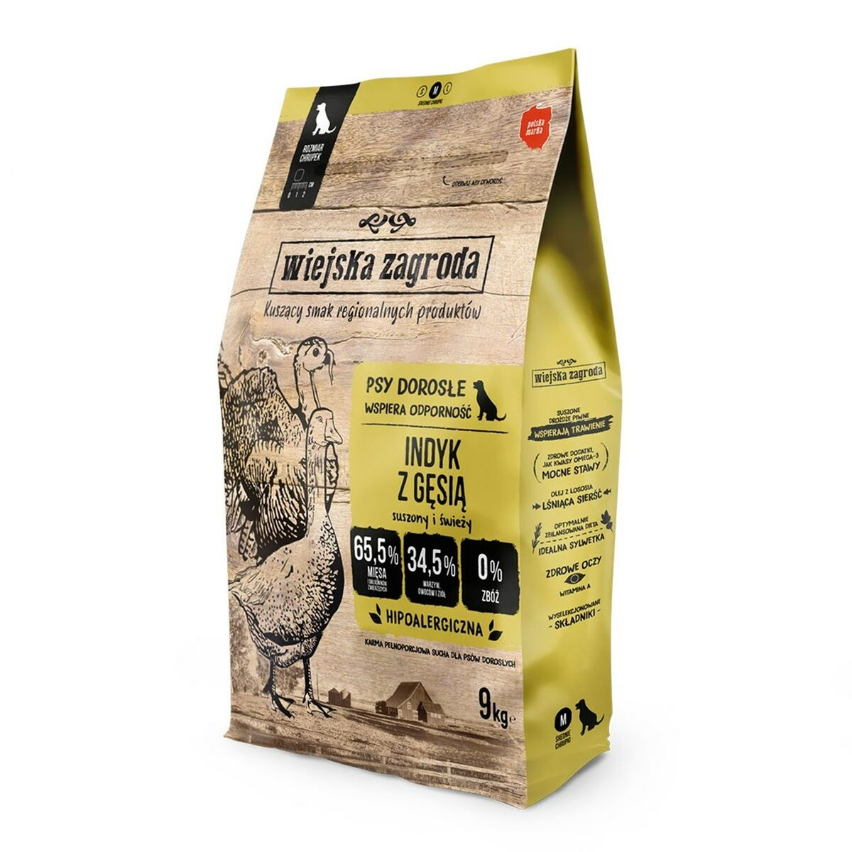 Worek karmy dla psów 9 kg z indykiem i gęsią.