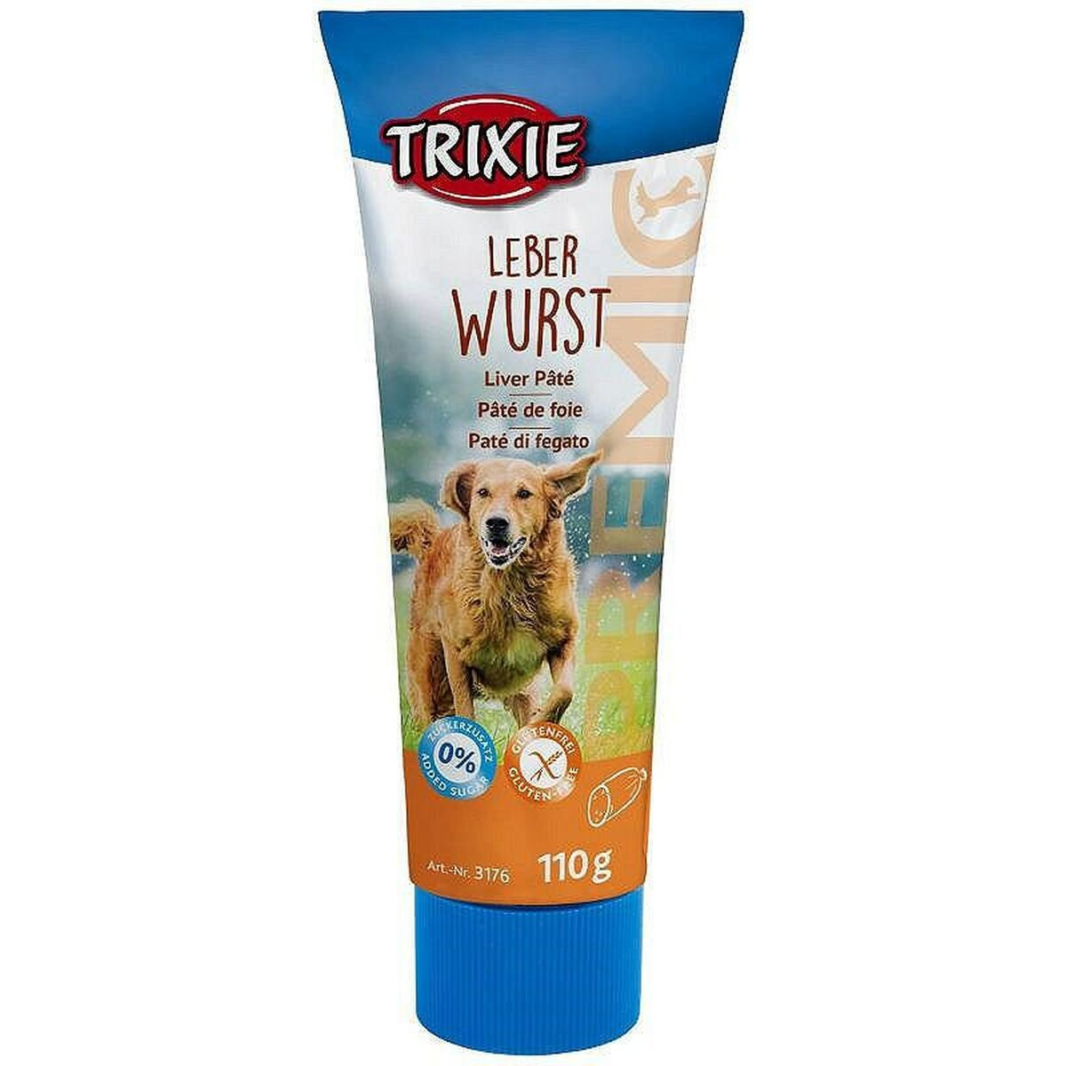 Tubo de Trixie Leberwurst para perros con perro, 110g.