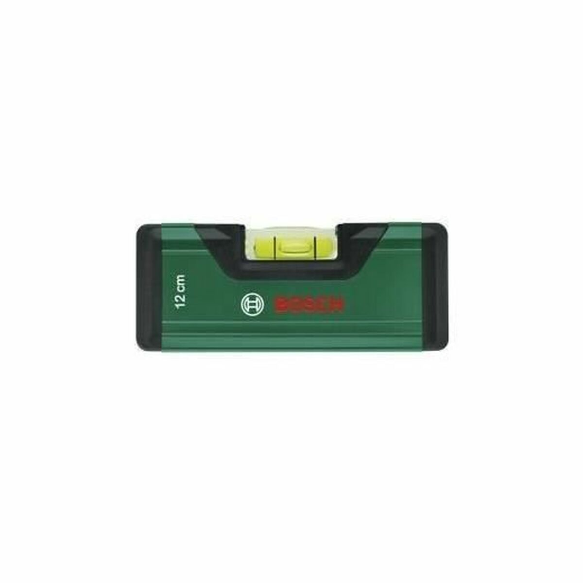 Livella a bolla verde con bolla gialla e logo Bosch.