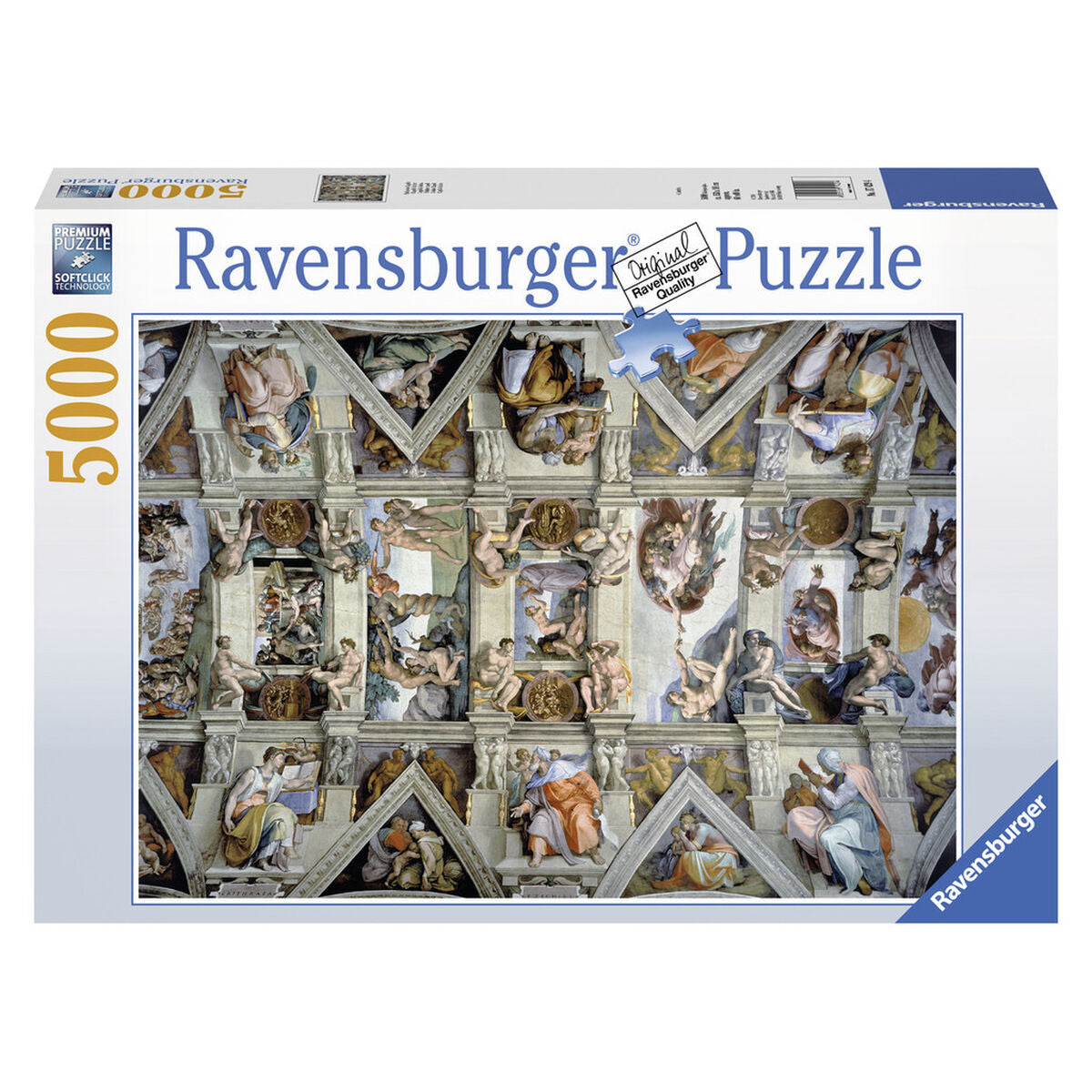 Puzzle Ravensburger 5000 elementów przedstawiające fresk Michała Anioła Stworzenie Adama.