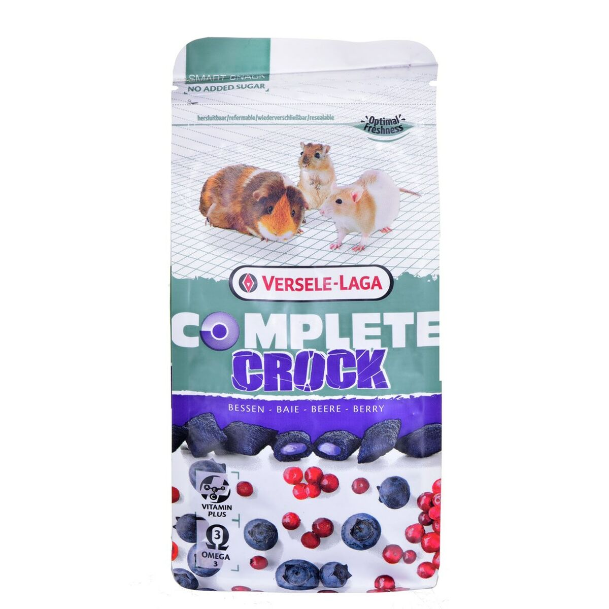 Alimento Versele-Laga Complete Crock con bayas para animales pequeños, sin azúcar.