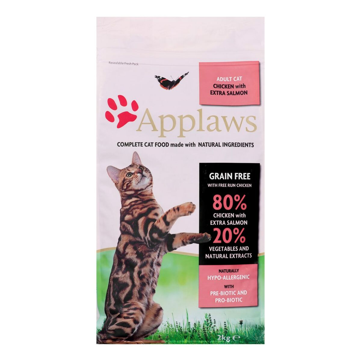 Comida para gatos Applaws: pollo con salmón, sin granos, 80% pollo, 20% veg.
