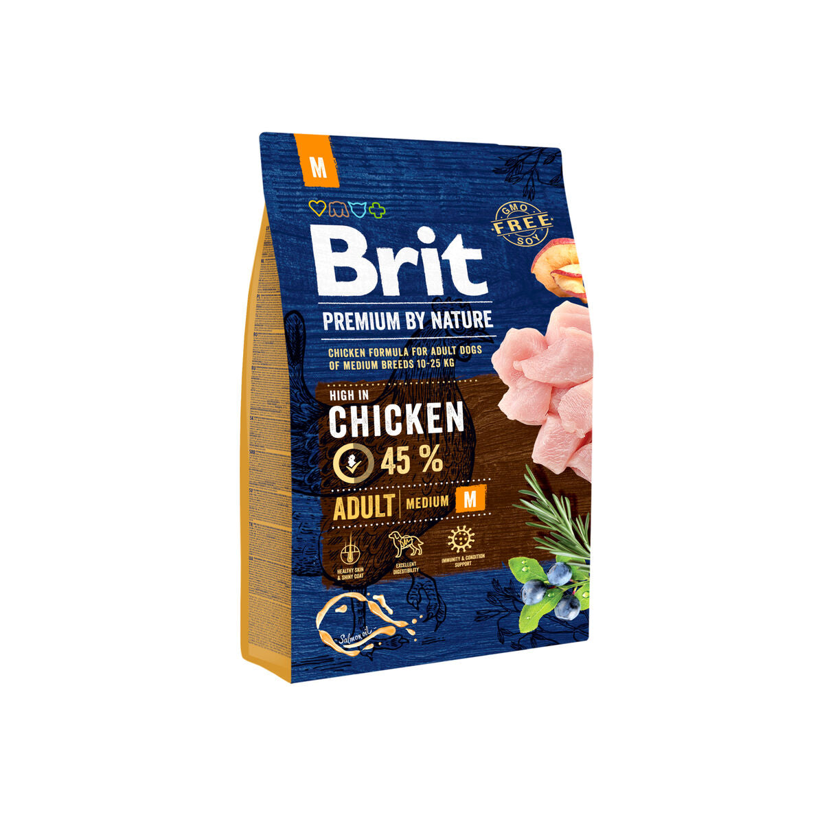 Bolsa de comida para perros con pollo: Premium by Nature, 45% pollo.
