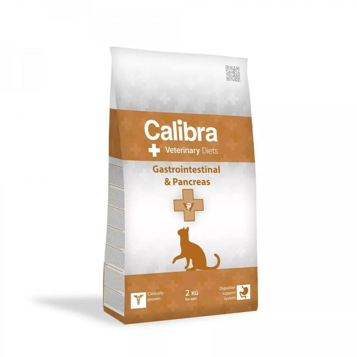 Biało-pomarańczowa torba Calibra Veterinary Diets, 2 kg, dla kotów.