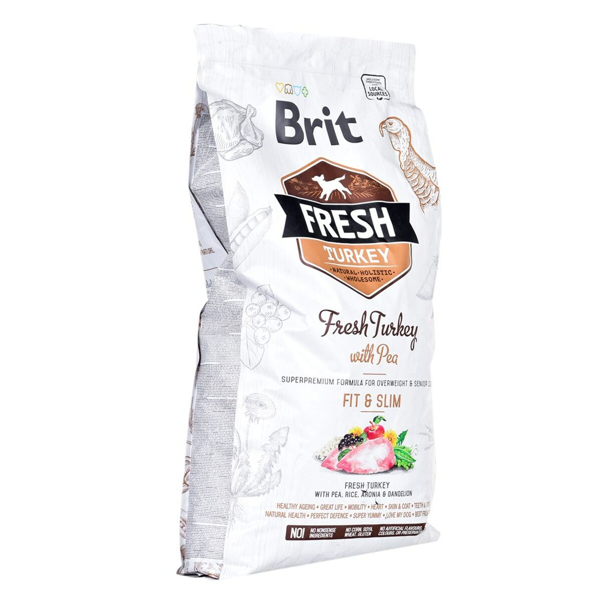 Torba karmy dla psów Brit Fresh Turkey z groszkiem, dla psów z nadwagą i seniorów.
