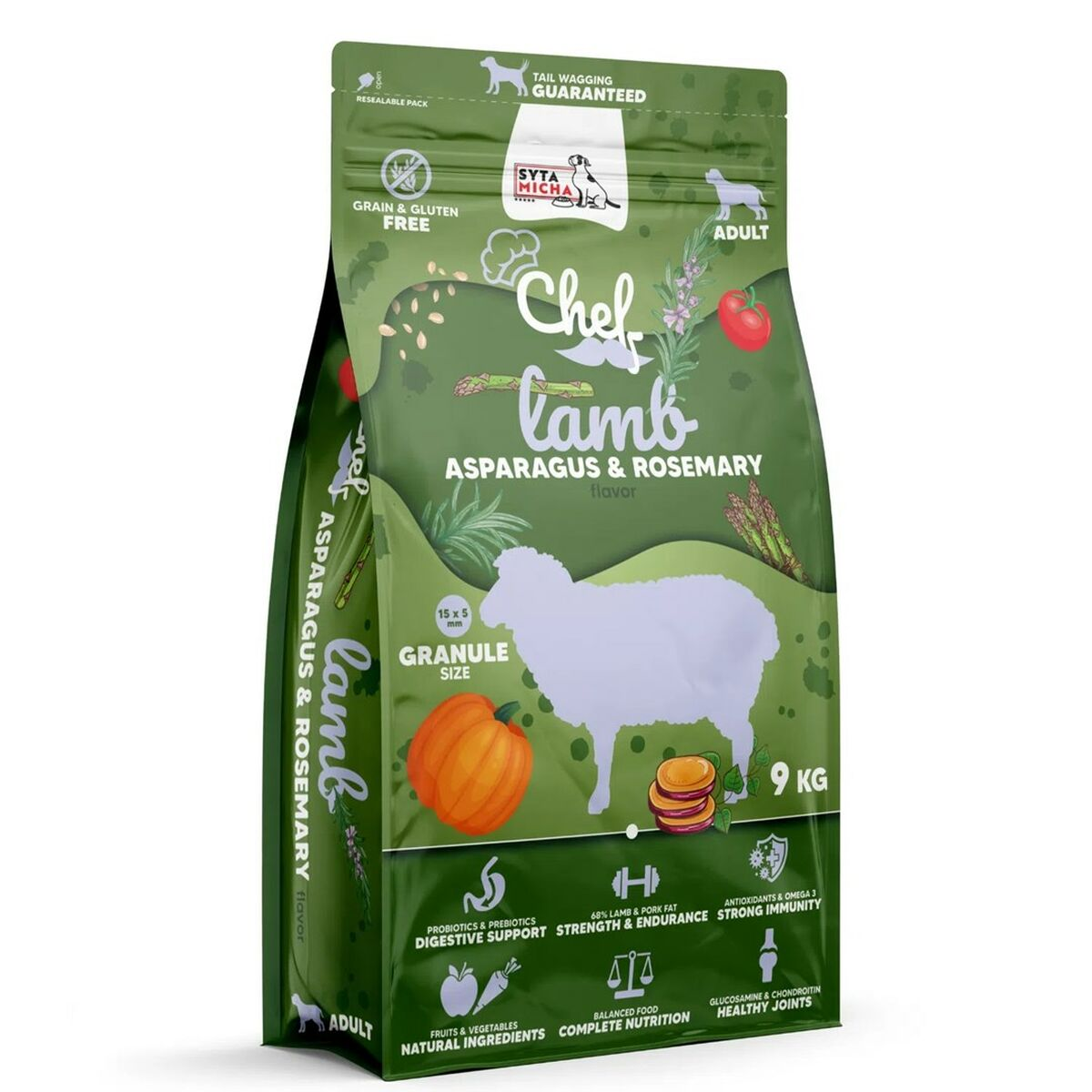 Worek 9 kg karmy dla psów Chef Jagnięcina z szparagami i rozmarynem.