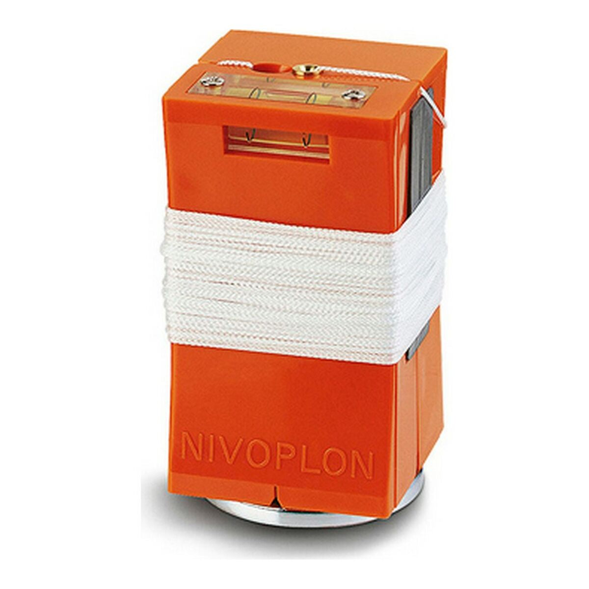 Livella arancione Nivoplon con avvolgimento di corda bianco e base argento.