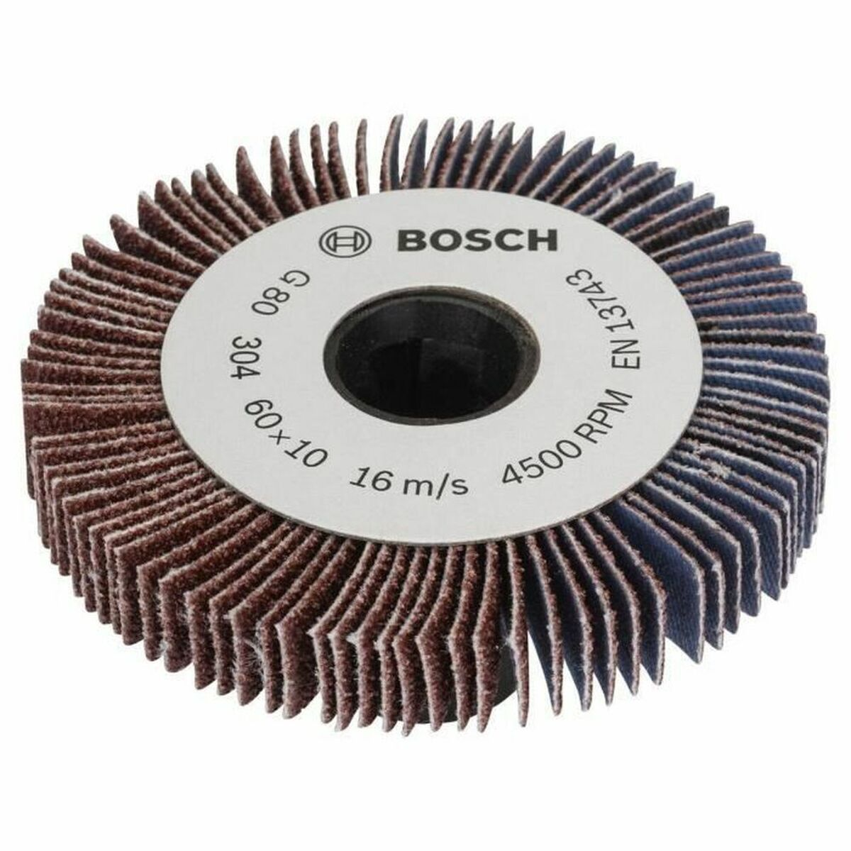 Bosch lamellenschijf met bruine en blauwe lamellen, zilveren naaf.