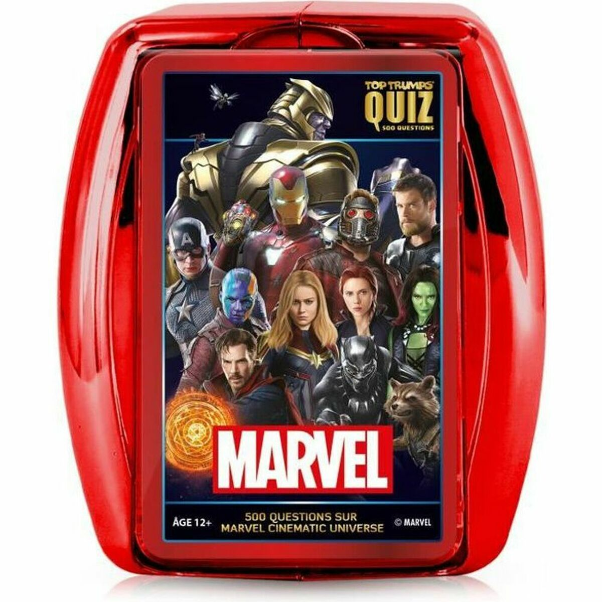 Marvel Quiz Top Trumps kaartspel met veel superhelden en Thanos.