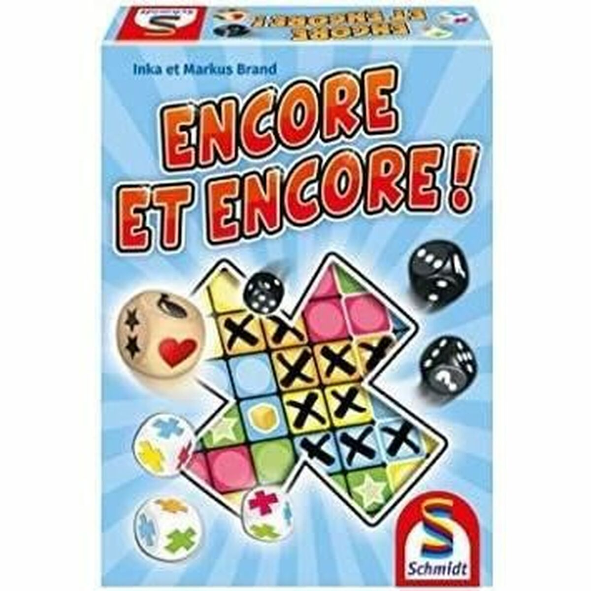 Bordspel "Encore et Encore" met dobbelstenen en kleurrijk speelbord.