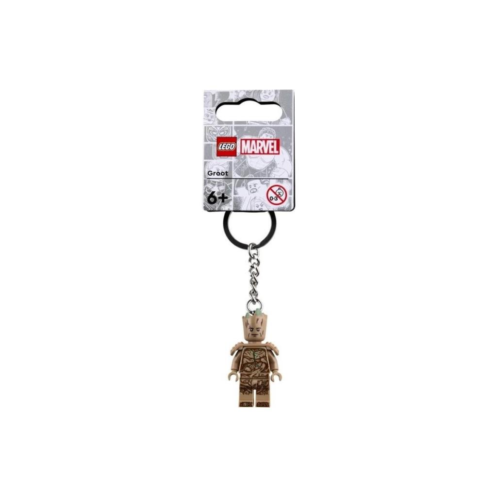LEGO Marvel Groot anahtarlık, minifigür ve ambalajlı.