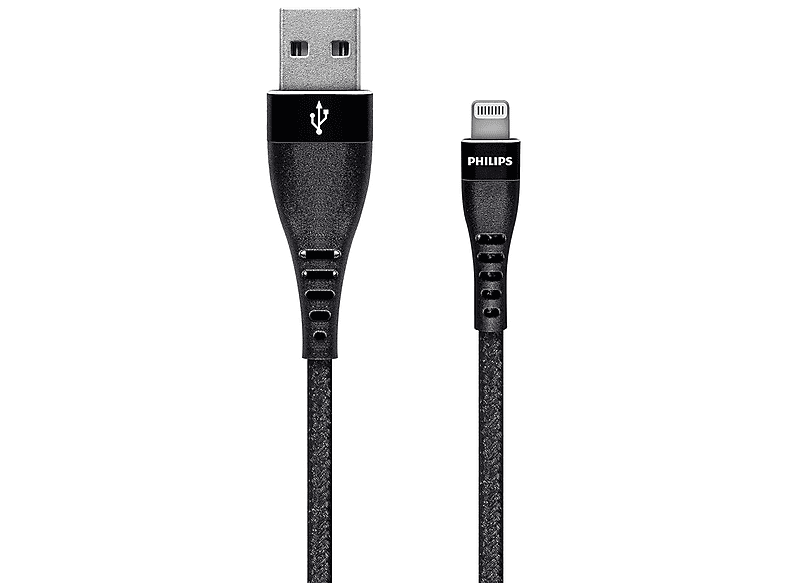 PHILIPS Apple MFI Lisanslı iPhone 8 USB-A to Lightning 1.2 m Hızlı Şarj ve Data Kablosu Siyah
