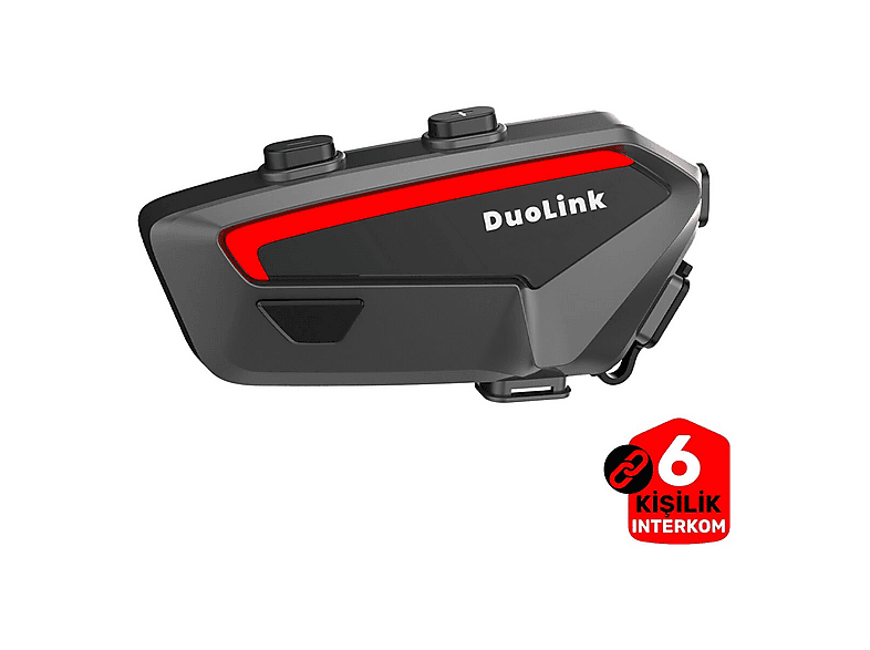 DUOLINK X02 6 Kişi Grup Kulaklık Müzik Paylaşımı Sesli Yanıt Bluetooth Motosiklet Kask Intercom Siyah