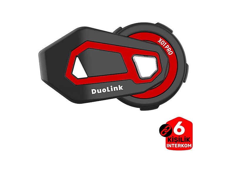 DUOLINK X01 Pro 6 Kişi Grup Kulaklık Müzik Paylaşımı Sesli Yanıt Bluetooth Motosiklet Kask Intercom Siyah