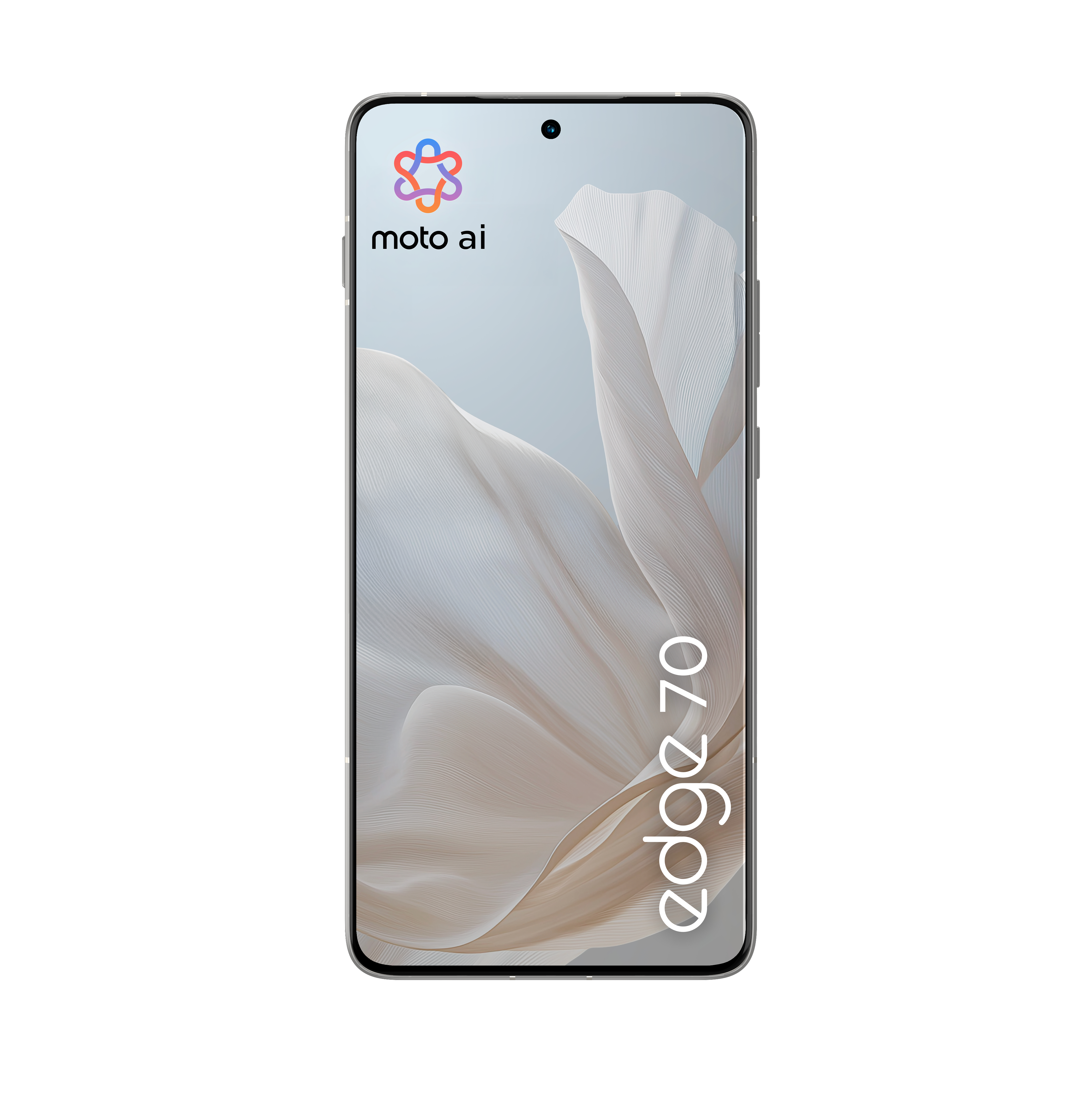 Ein Smartphone mit dem Schriftzug 'moto ai' und 'edge 70'.