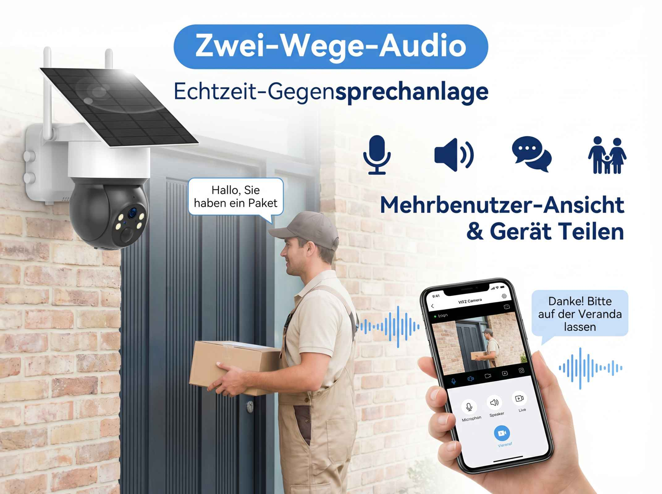 Türkis geflieste Wand mit dekorativen Elementen, die von der Decke hängen.