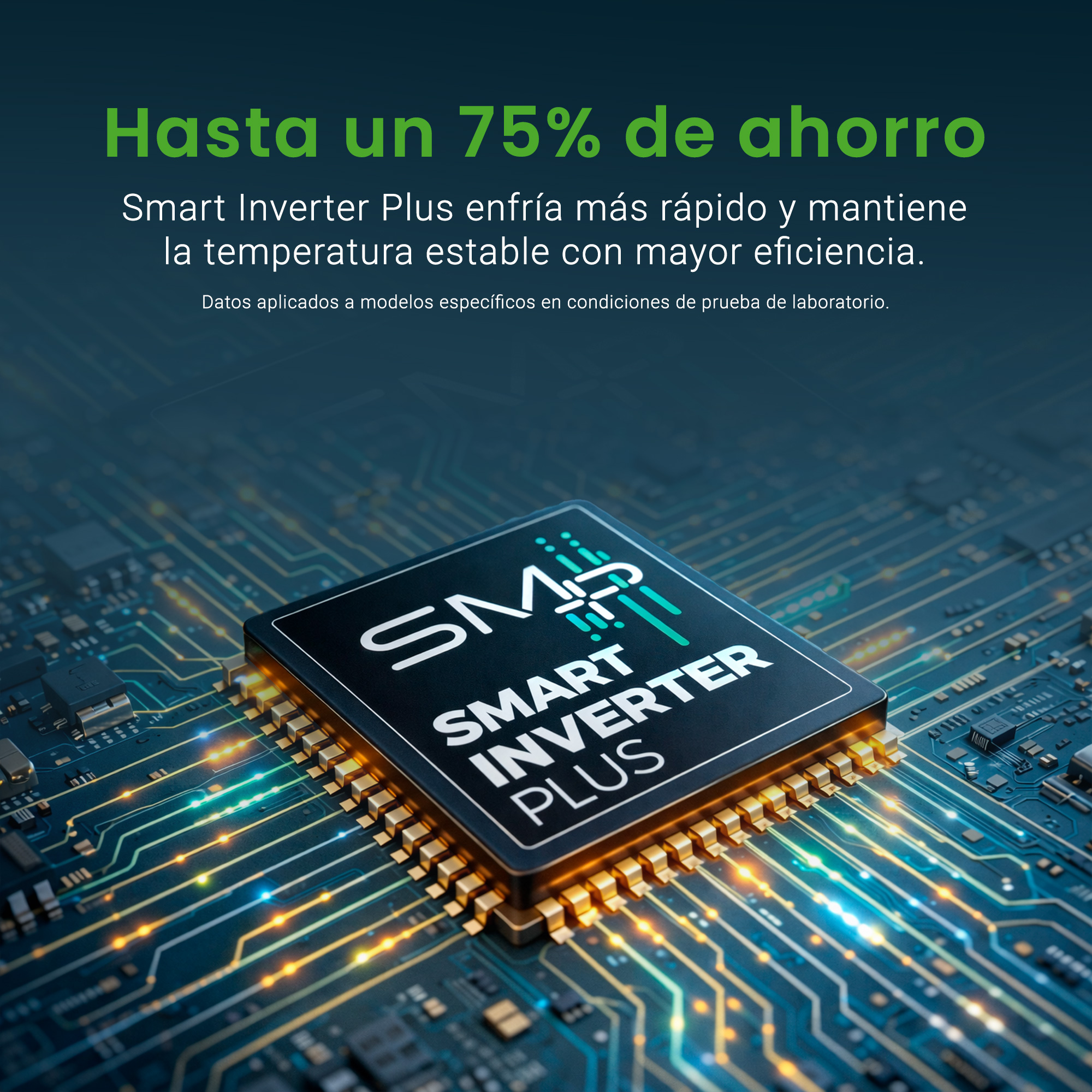 Un chip de computadora con la etiqueta "SMART INVERTER PLUS" en una placa de circuito.