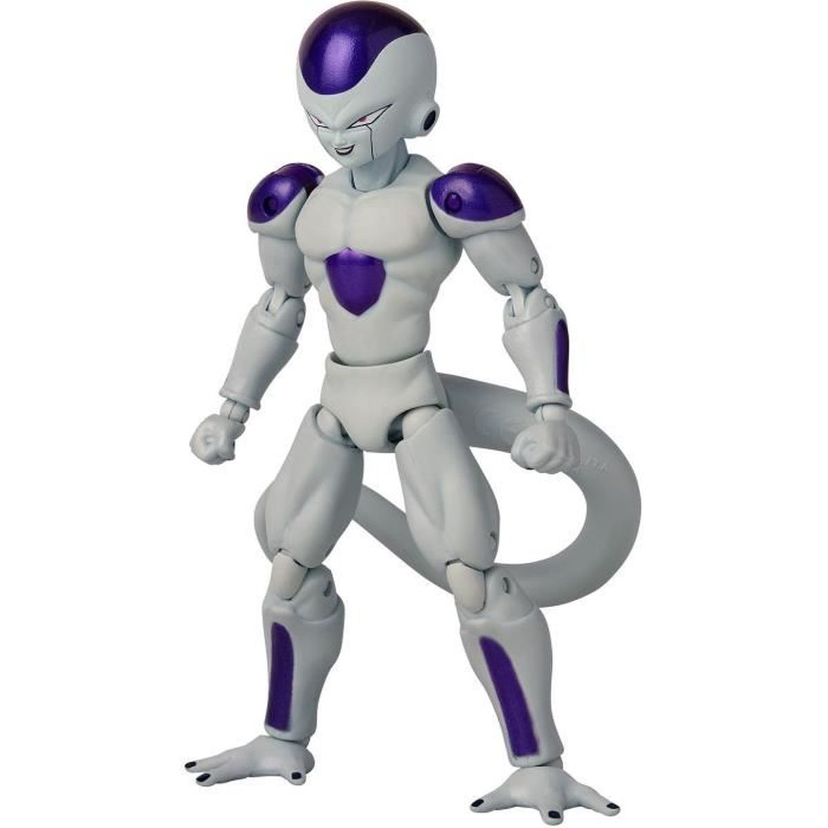 Una figura de acción blanca y morada de una criatura alienígena con cola.