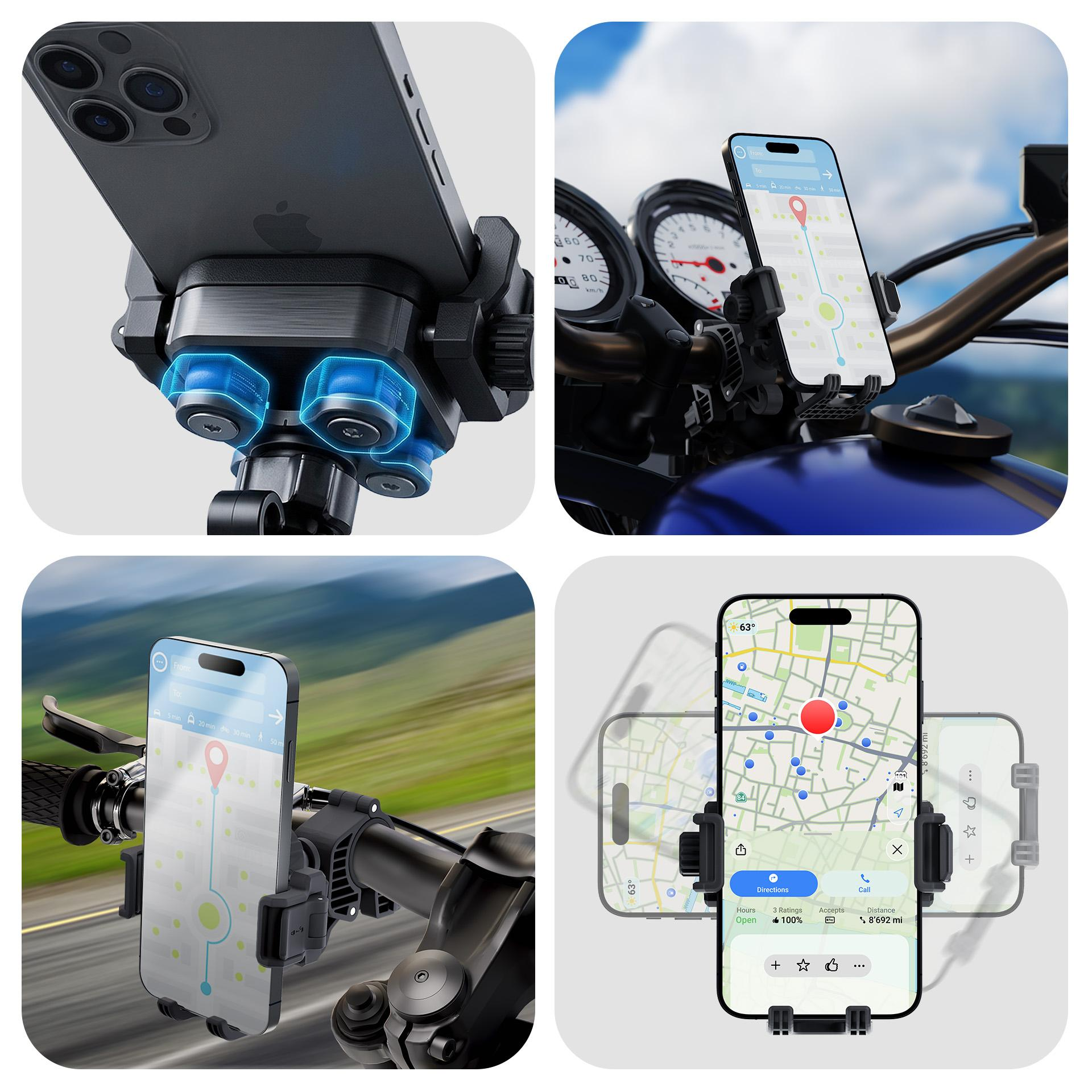 Uchwyt na smartfona z magnesami do nawigacji na motocyklu i rowerze.