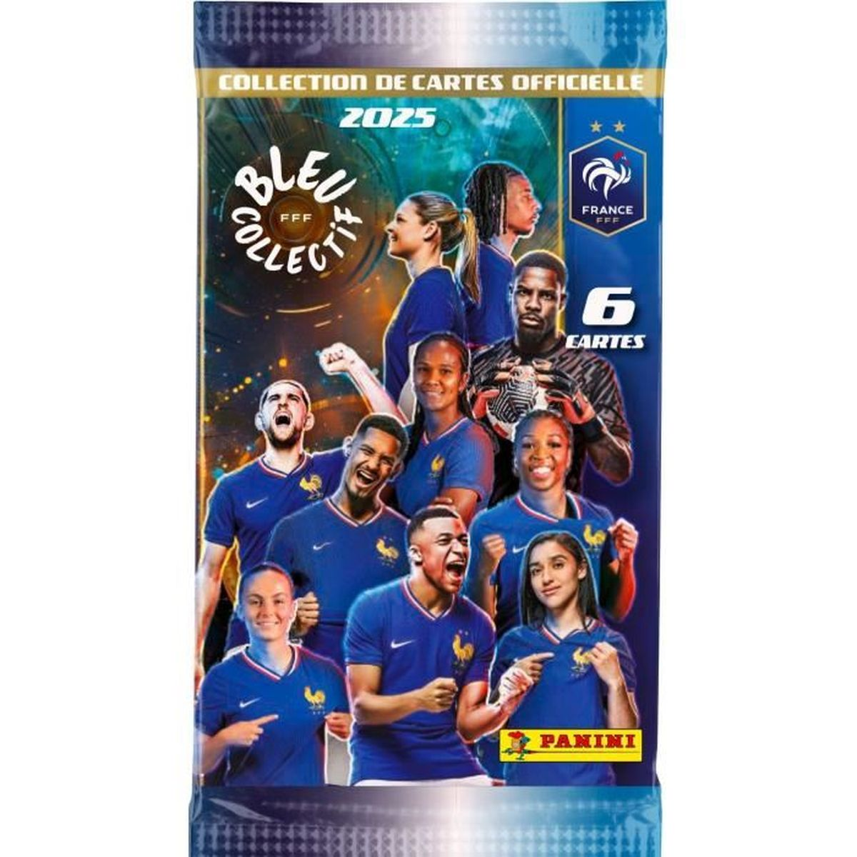 Panini Sammelkarten-Packung mit 6 Karten, mit französischen Fußballspielern.