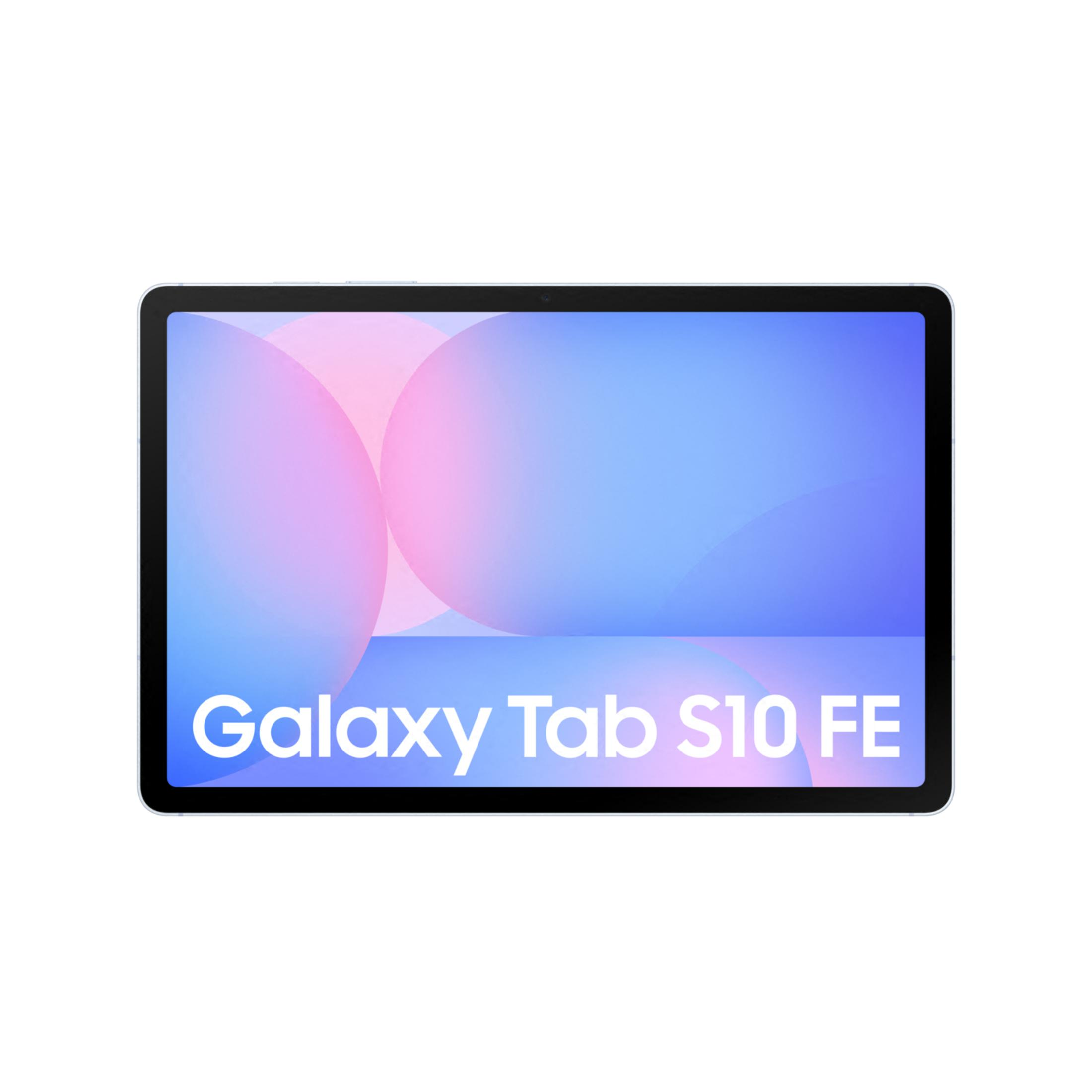 Tablet z napisem "Galaxy Tab S10 FE" na ekranie.
