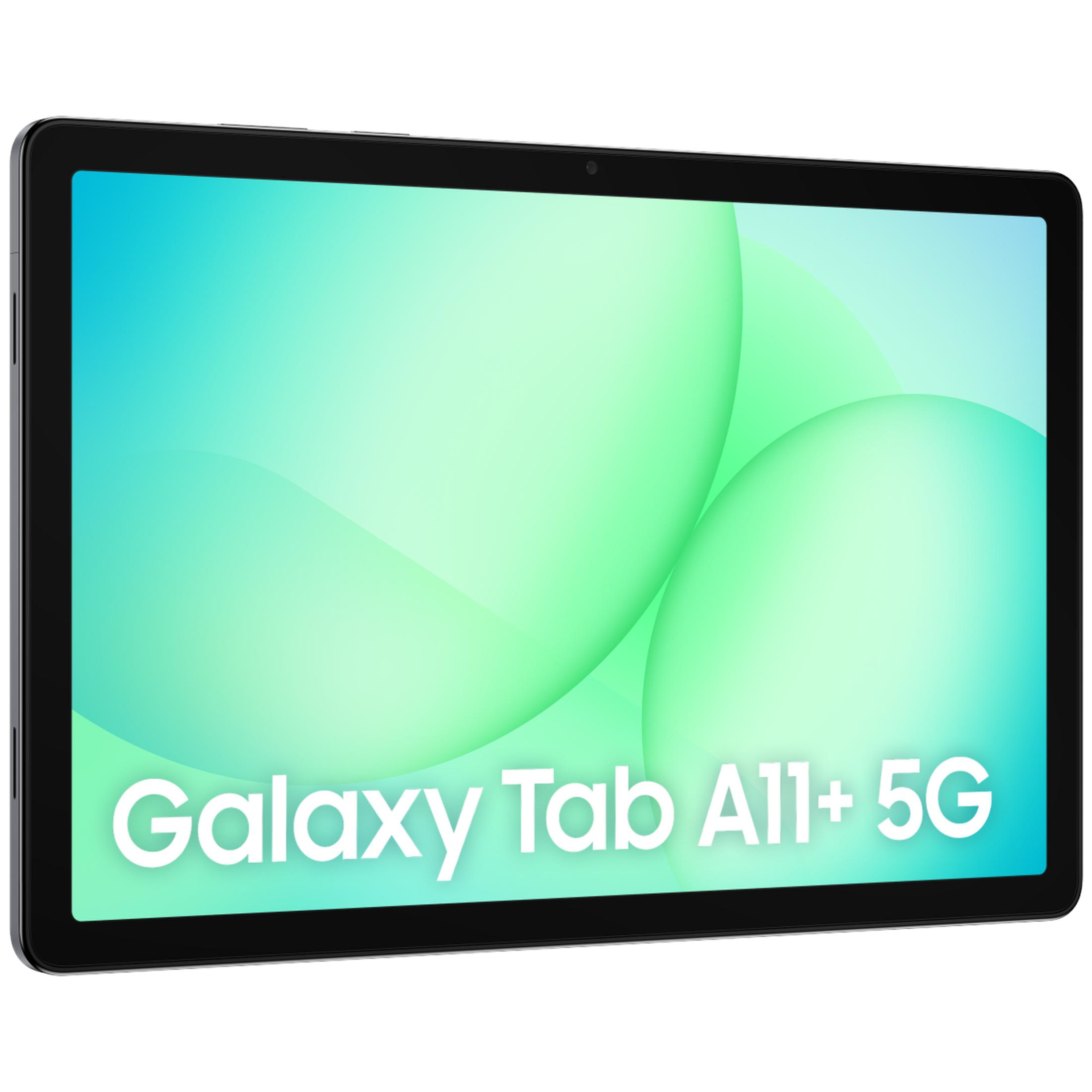 Czarny tablet z zielono-niebieskim tłem.