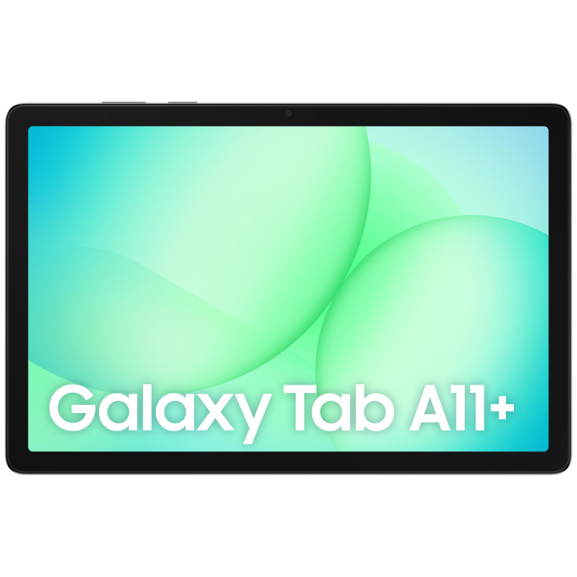 Tablet Samsung Galaxy Tab A11+ na jasnym, abstrakcyjnym tle.