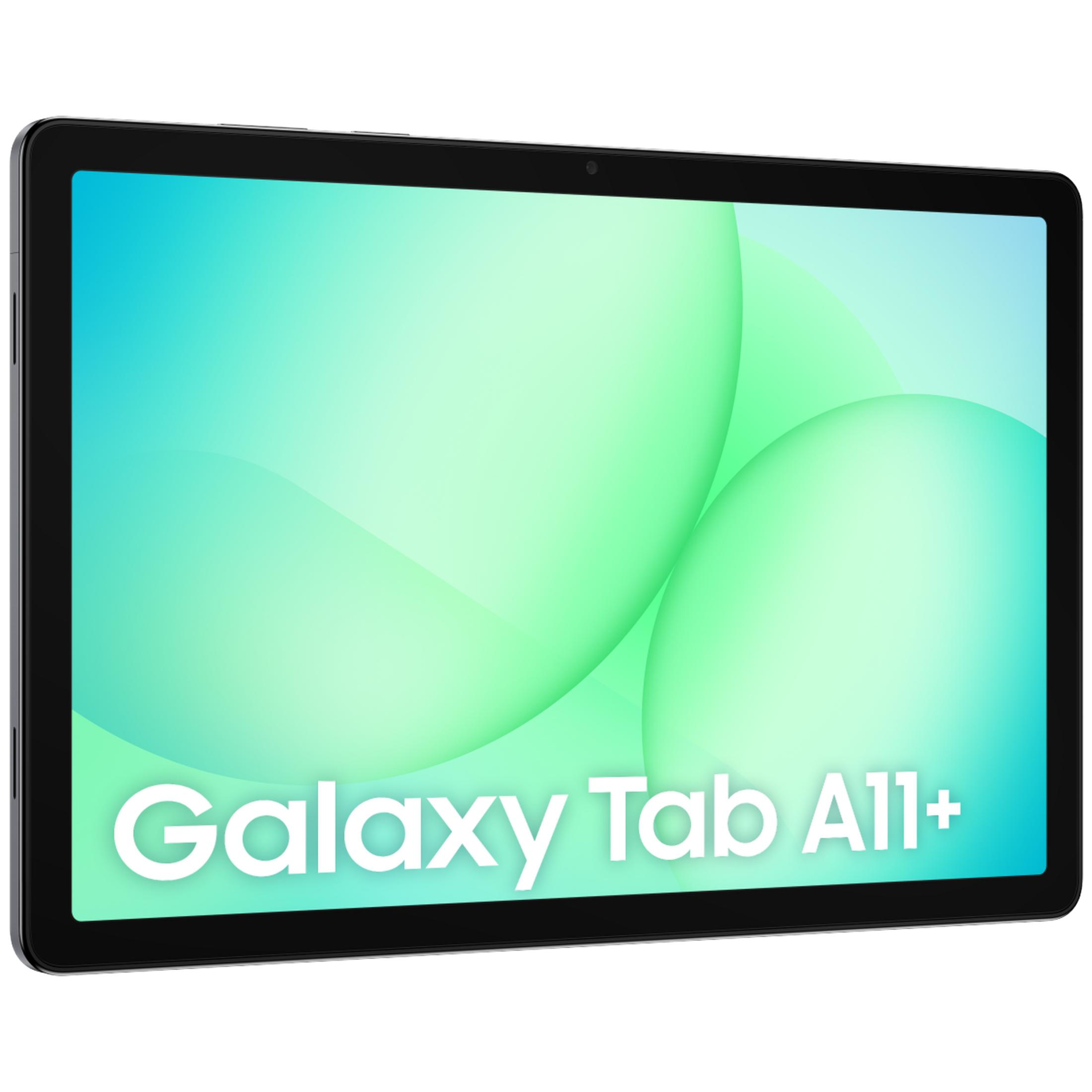 Czarny tablet wyświetla napis "Galaxy Tab A11+".