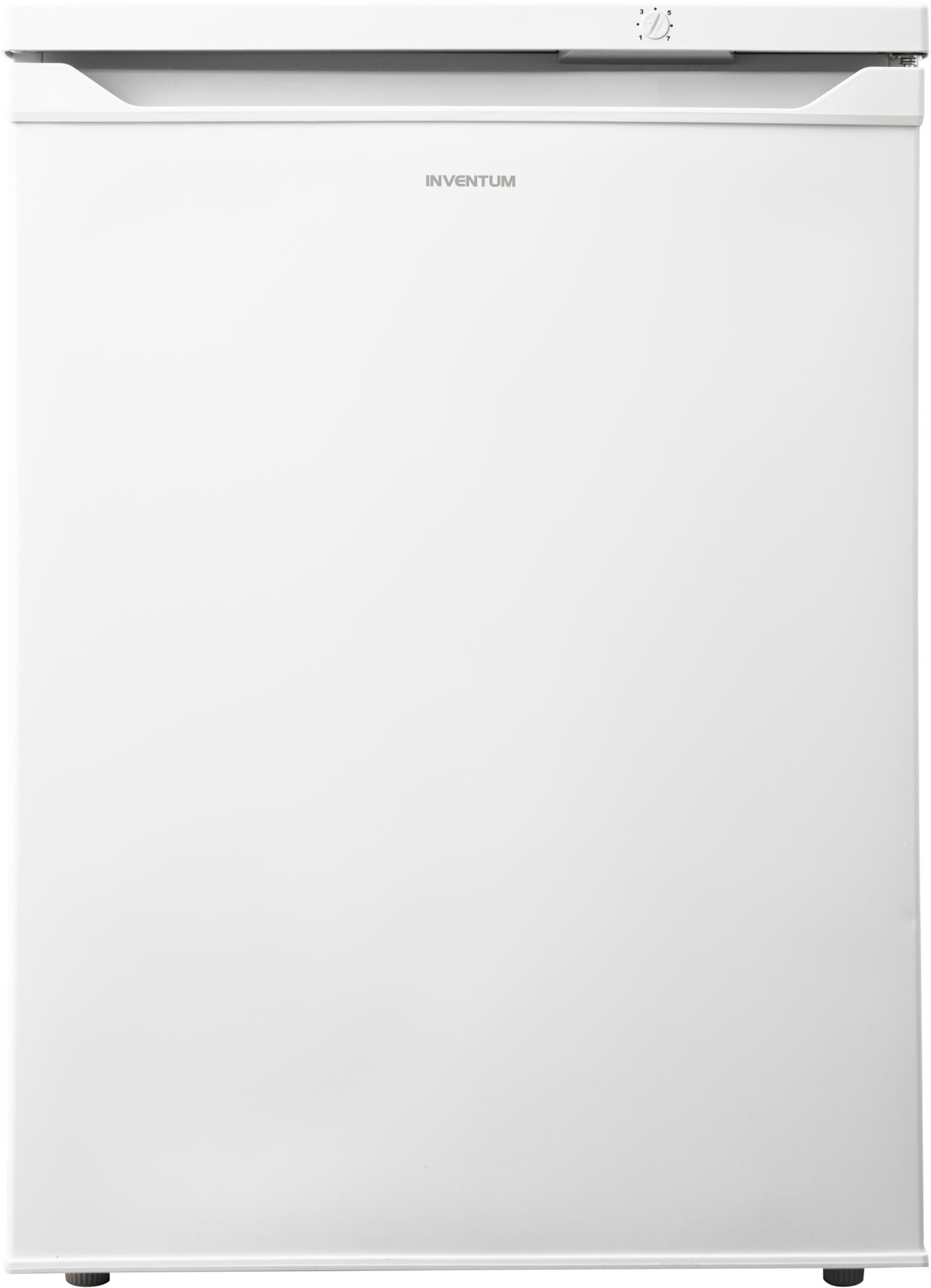 Un frigorifero bianco con il nome del marchio INVENTUM in alto sulla porta.