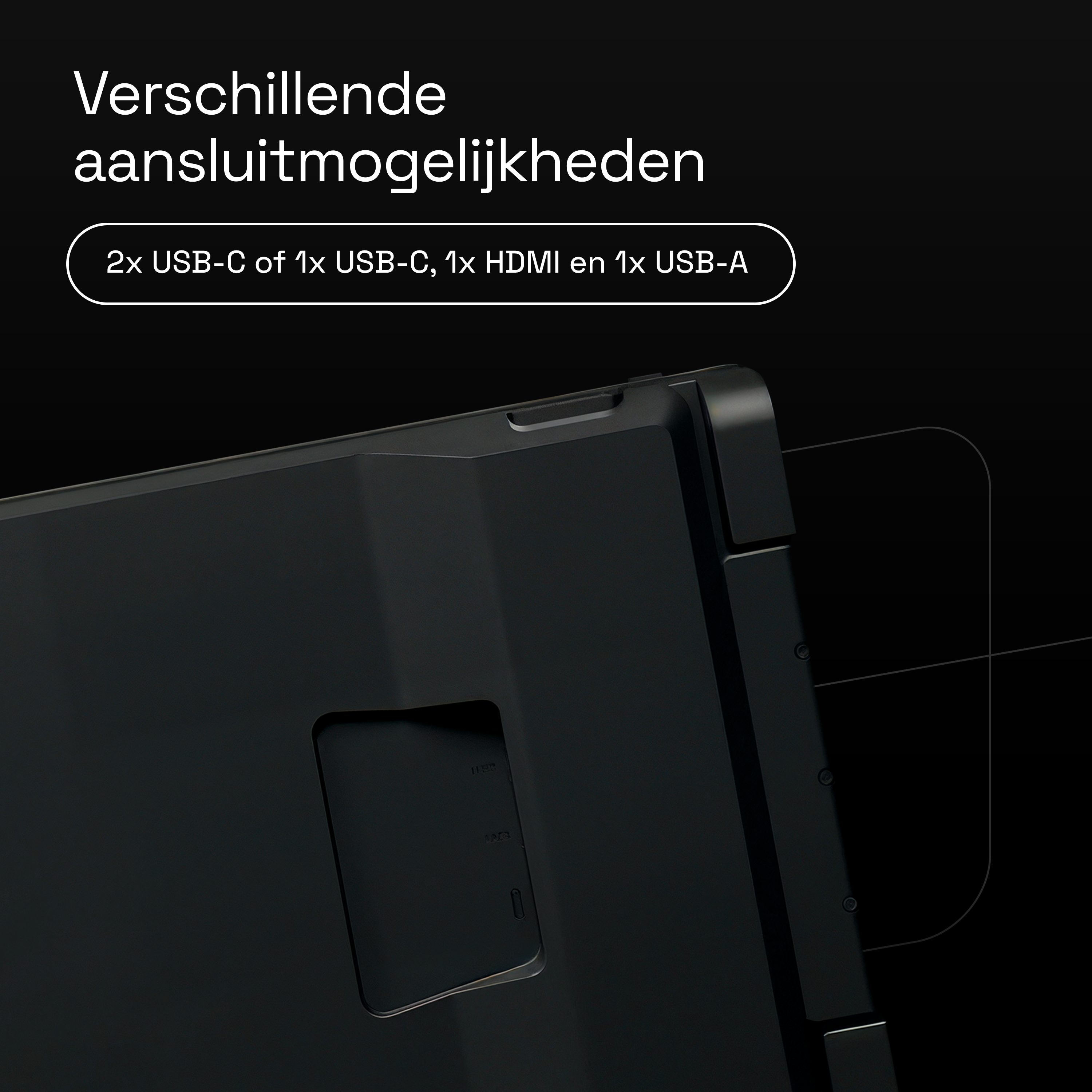 Arrière d'un appareil noir montrant des ports et le texte 'Diverses options de connexion'.