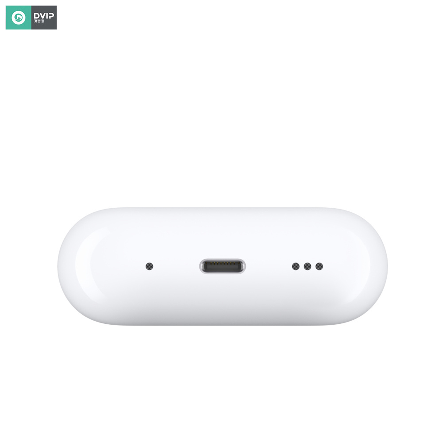 USB-C bağlantı noktası, bir nokta ve üç nokta içeren beyaz, uzun kılıf.