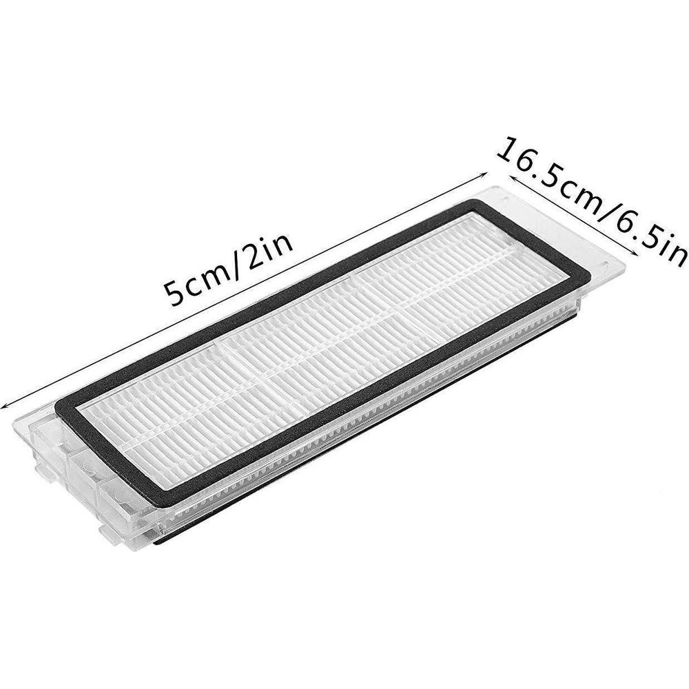 Siyah çerçeveli dikdörtgen beyaz filtre. Boyutlar: 5cm/2in ve 16.5cm/6.5in.