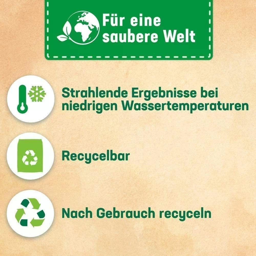 Grüner Text auf beigem Hintergrund: Für eine saubere Welt.