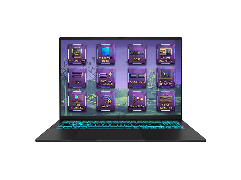 ASUS V16 8 GB RTX5070 120Hz V3607VP-RP054W Intel Core 7 240H 16 GB