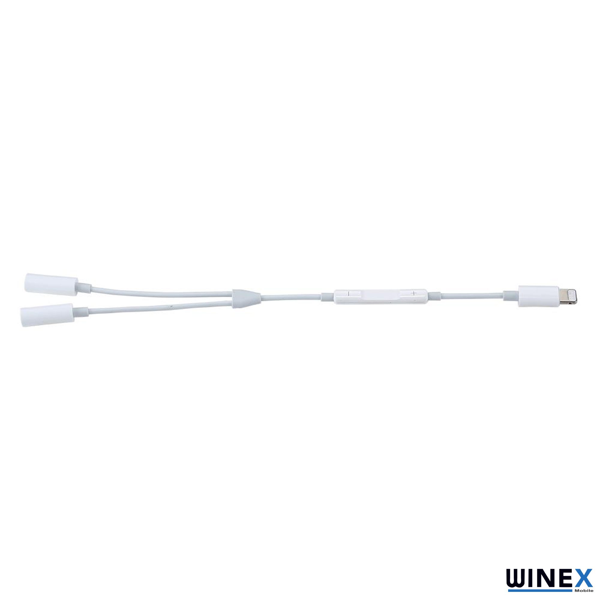 Ses kontrolü bulunan beyaz Lightning - 3,5 mm kulaklık jak ayırıcı kablo.