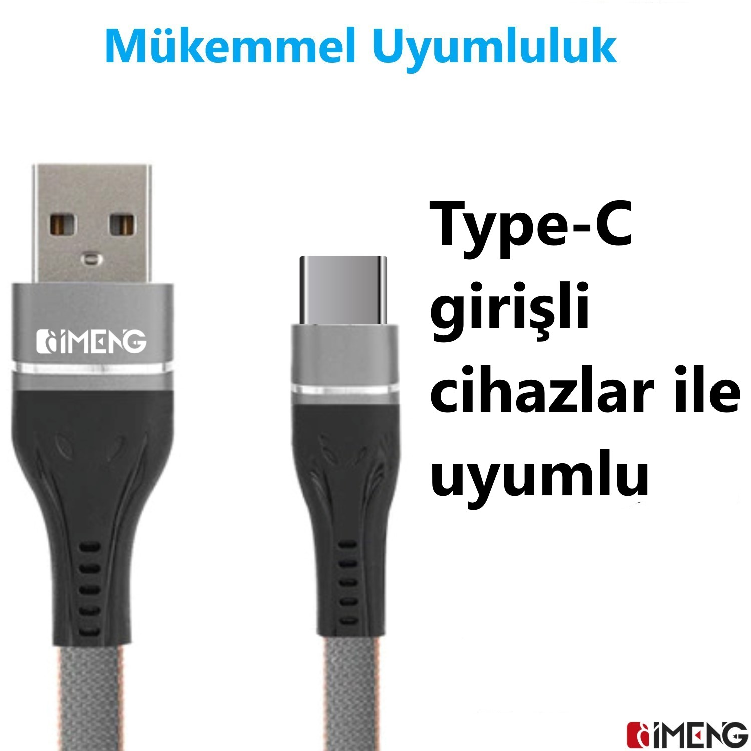 USB-A ve USB-C kablolar, "Mükemmel Uyumluluk" yazılı.
